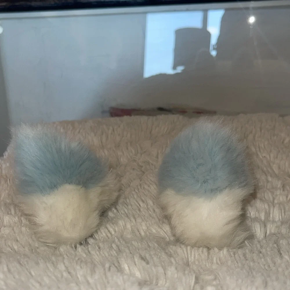 Fuzzy White Bunny Ear clips faux fur fox ears possibly